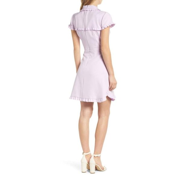 NEW Gal Meets Glam Lilac Emma Ruffle Crepe Mini Dress Size 16 - 41394 - Picture 4 of 14